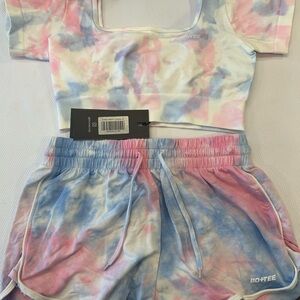 Bo+Tee Tie-Dye Crop Top and Shorts Set